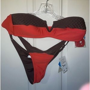 RVCA Brand New 2 Piece bikini suit Women’s Size Large 2 tone color